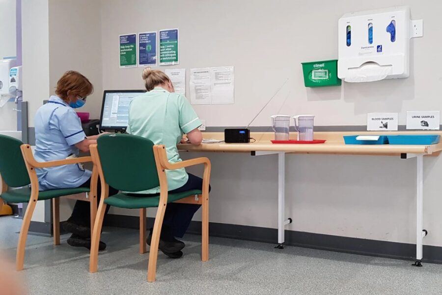 Clinical colleagues working at desk