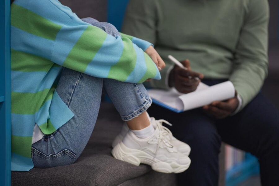 Young person having consultation with clinician